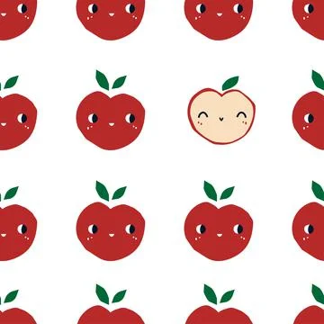 Pattern with red apples Stock Illustration
