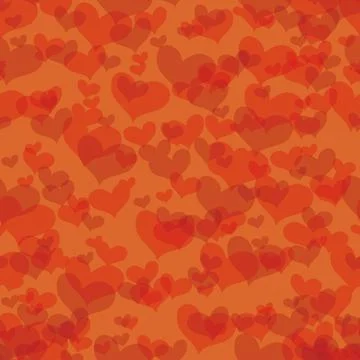 Pattern, on a red background hearts in different shades of red, vector illust Stock Illustration