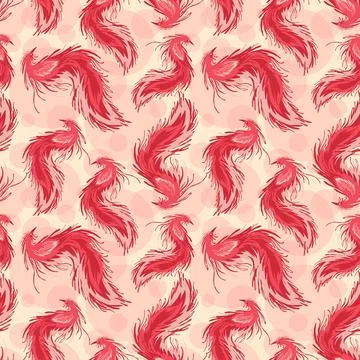 A pattern of red birds with white feathers Stock Illustration