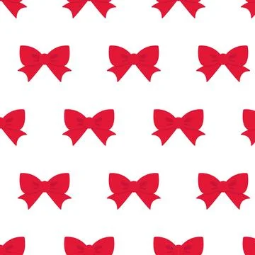 Pattern of red bows. Valentine's Day. Vector illustration in flat style Stock Illustration