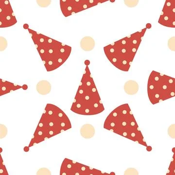 Pattern of red cap with circle on white Stock Illustration