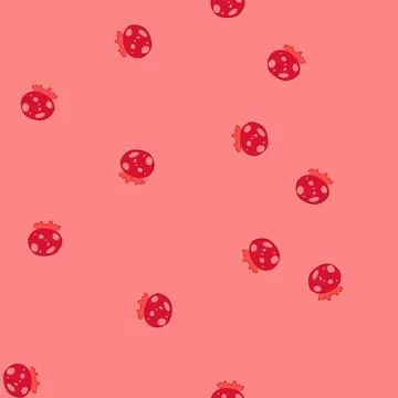 Pattern red cartoon jellyfish with a spotted bell and wavy tentacles, cute an Stock Illustration