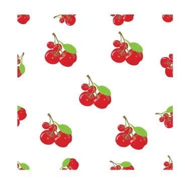 Pattern with Red Cherry Illustrazione stock