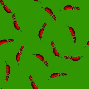 Pattern red chili pepper sketch hand drawn 스톡 일러스트