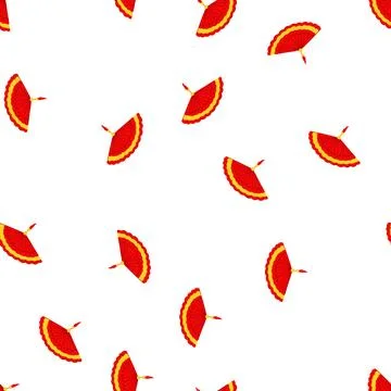 Pattern red chinese fan cartoon vector Stock Illustration