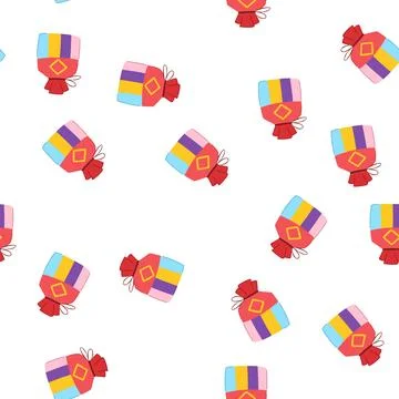 Pattern red chinese lucky bag cartoon vector Stock Illustration