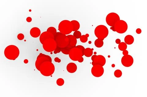 Pattern of red circles with shadow 3d rendering. Abstract white background wi Foto stock