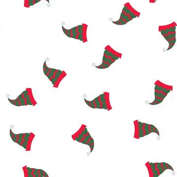 Pattern red elf santa hat cartoon vector Illustrazione stock