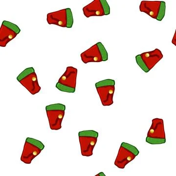 Pattern red elf santa hat cartoon vector Stock Illustration
