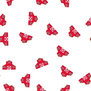 Pattern red farm barn building representing rural agriculture Ilustración de archivo