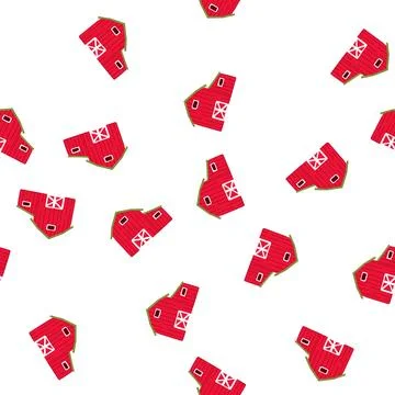 Pattern red farm barn building representing rural life Ilustración de archivo