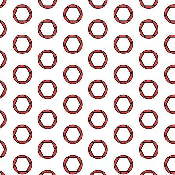 Pattern of red, fashionable circles, diaphragms. Seamless. Vector illustratio Stockillustratie