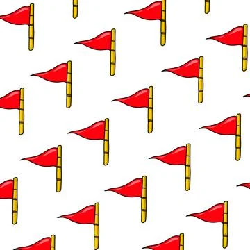 A pattern of red flags on a white background. Sign icon flag Illustrazione stock