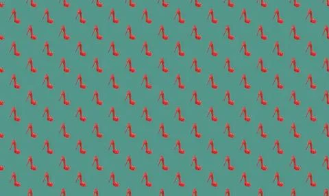 Pattern of red flamingos on a teal background Stock Illustration