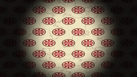 Pattern of red flowers on a textured background in a dim Stock Footage 339300689