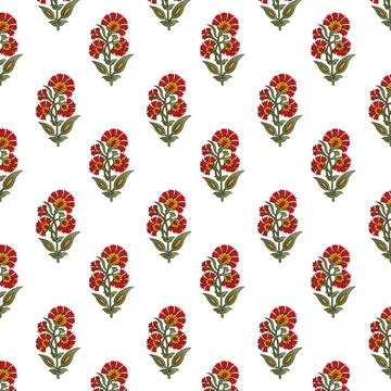 A pattern of red flowers on a white background Stock Illustration