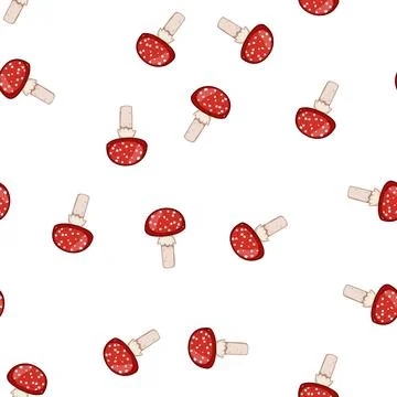 Pattern red fly agaric cartoon vector Stock Illustration