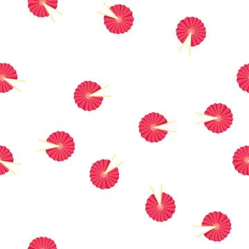Pattern red hand fan cartoon vector Stock Illustration