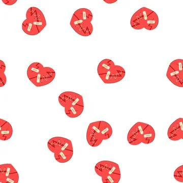 Pattern red heart broken cartoon vector 库存插图