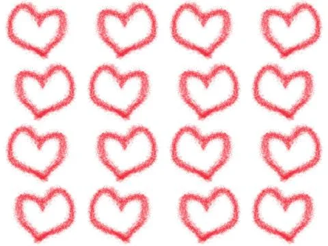 Pattern red heart paint aerosol vertical row on isolated background 스톡 일러스트