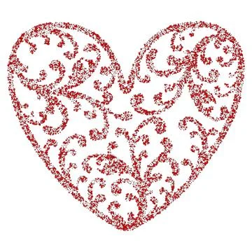 Pattern with red heart on white background. Stock Illustration