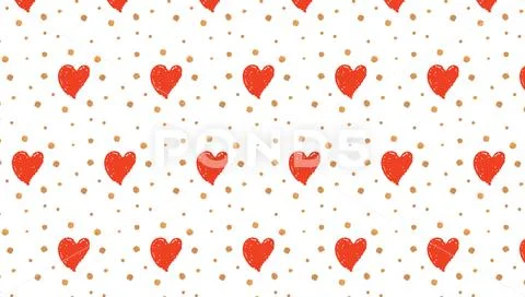 Pattern with red hearts and gold Stock Photos