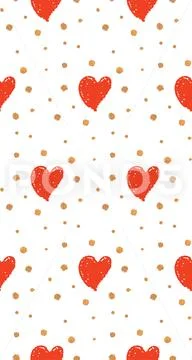 Pattern with red hearts and gold Stock Photos
