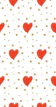 Pattern with red hearts and gold Stock Photos