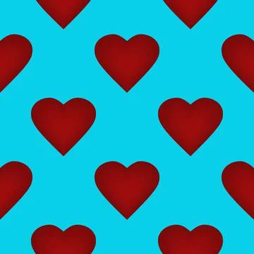 A pattern of red hearts on a blue background. The concept of love, wedding and Stock Illustration