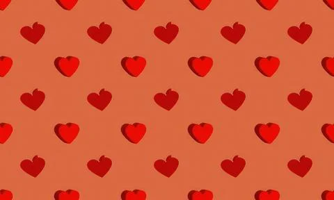 Pattern of red hearts on brown background Stock Illustration