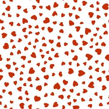 Pattern of red hearts chaotically on white background Stock Illustration