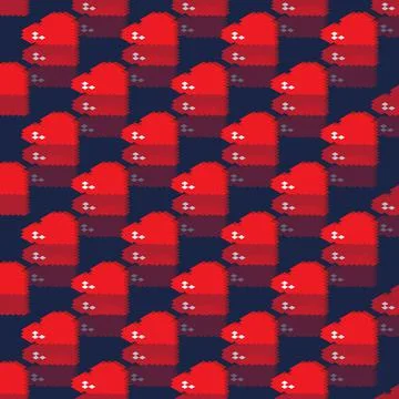 Pattern of red hearts. On a dark isolated background. Stock Illustration