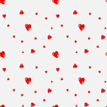 Pattern of red hearts in Doodle style Stock Illustration