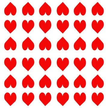 Pattern of red hearts on a white background, romantic, seamless Stock Illustration