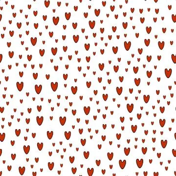 Pattern of red hearts on white background Stock Illustration