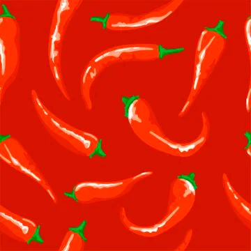 Pattern with red hot chili peppers. Vector seamless pattern. Stock Illustration