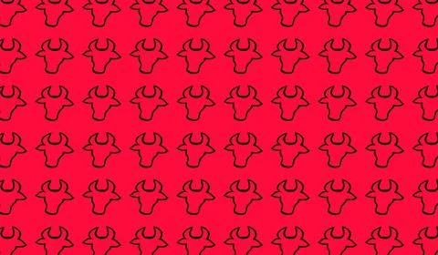 The pattern is red with the image of the bull's head, the symbol of 2021. Stock Photos