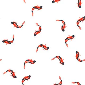 Pattern red koi fish carp cartoon vector Stockillustratie