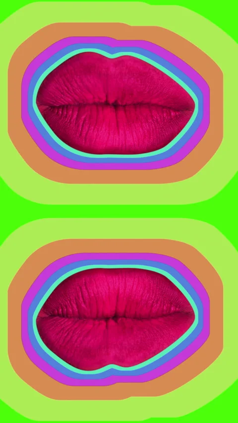 Pattern of red lips in vertical Stock Footage 266888126