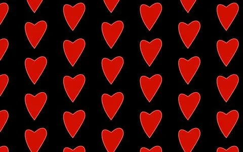 Pattern of red love hearts with white, inner, stroke strokes, firmware to the 스톡 일러스트