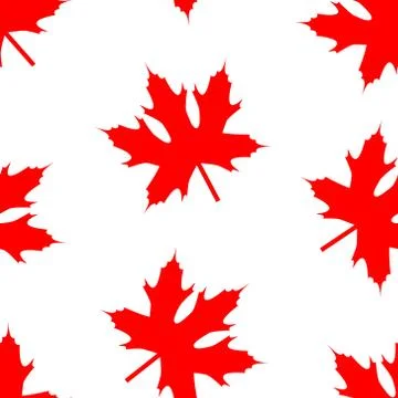Pattern with red maple leaf Stock Illustration