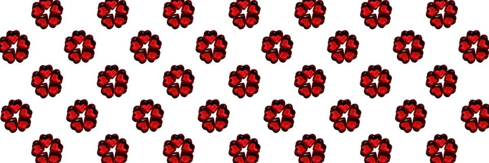 Pattern of red plastic decorative hearts Stock Photos