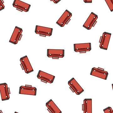 Pattern Red plastic toolbox holding building and repair tools Stock Illustration