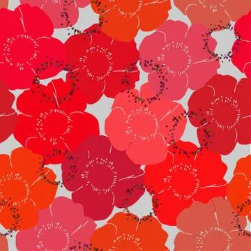 Pattern of red poppies Stock Illustration