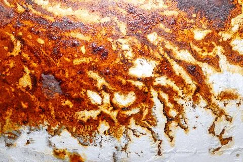 Pattern of Red rust on the old metal surface 스톡 사진