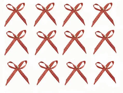 Pattern of red silk gift bows isolated Stock Photos