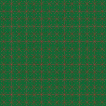 Pattern - red snowflakes on a green background in a square arrangement. Stock Illustration