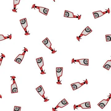 Pattern Red spray bottle holding wheel cleaner concept Stock Illustration