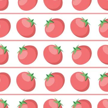 Pattern of red tomato in a minimalist style on a light background with stripes Stock Illustration