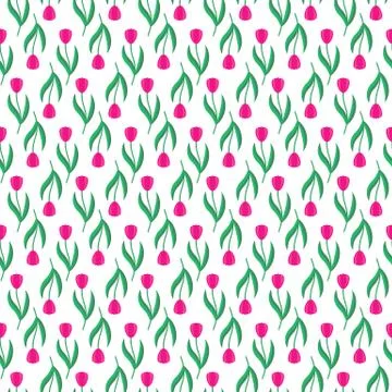 Pattern with red tulips Stock Illustration